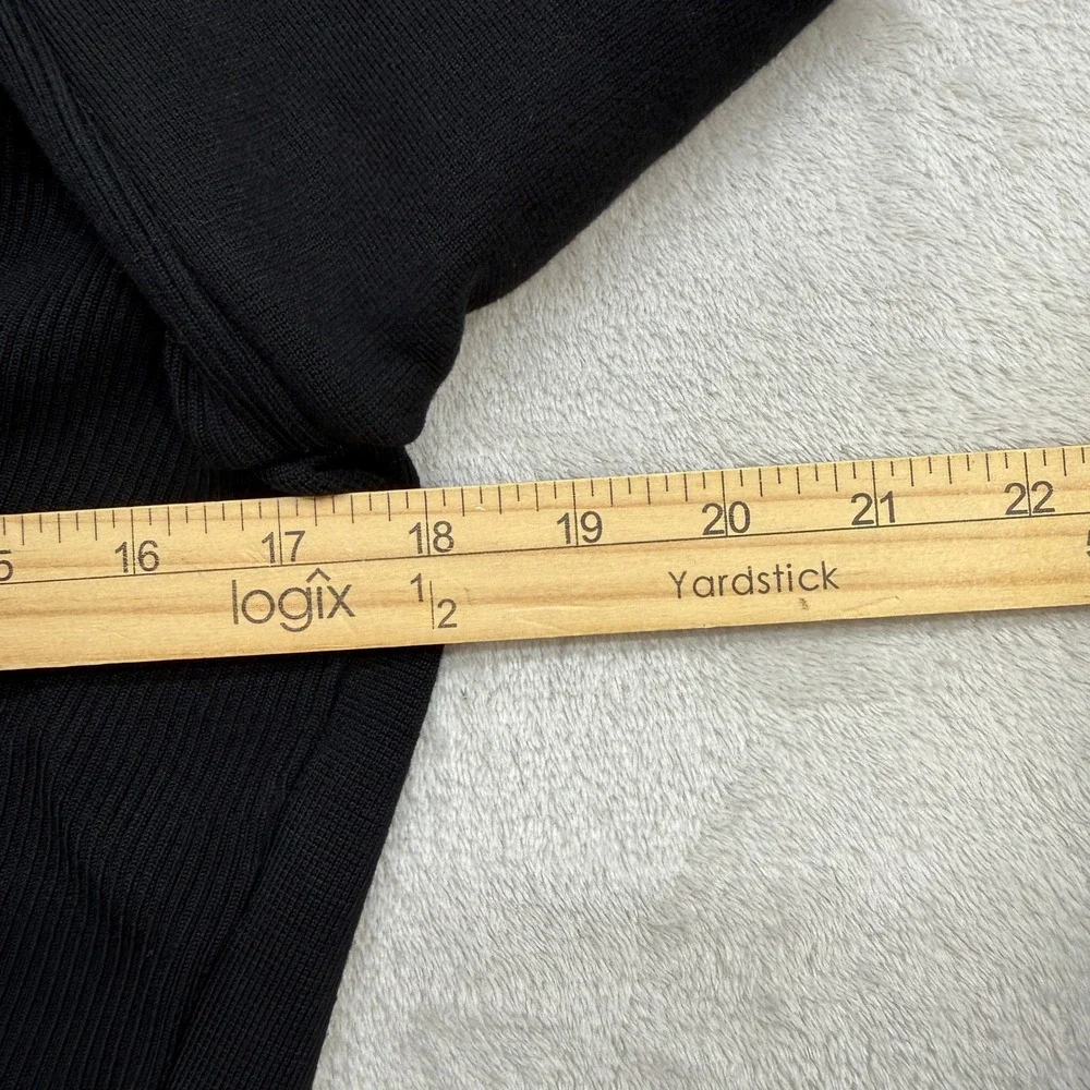 White House Black Market Cardigan Women Large Black Asymmetrical Zip Moto Ribbed